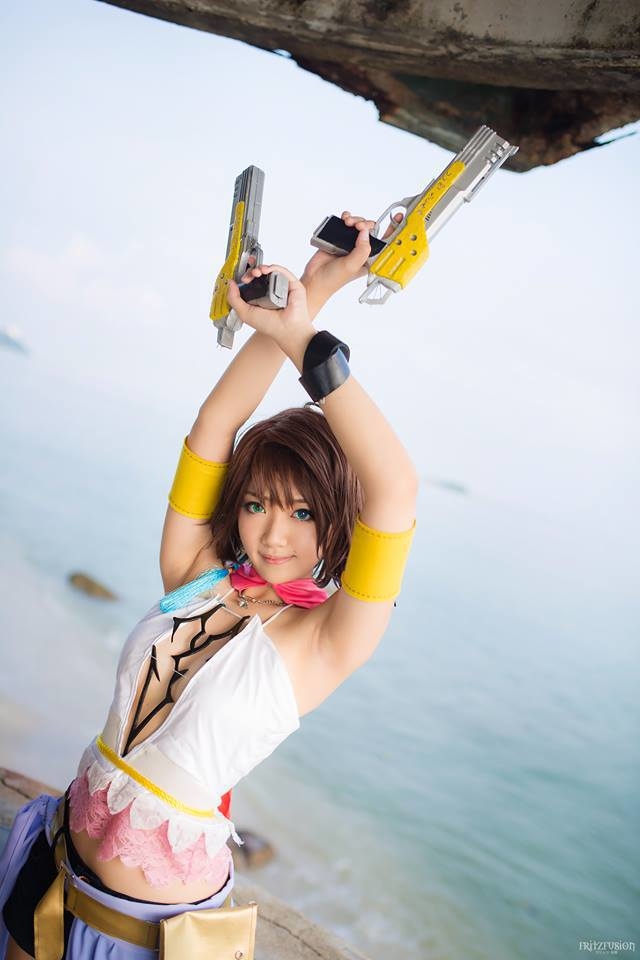 Final Fantasy X-2 ユウナ ガン付き コスプレ衣装 ハロウィン+stock