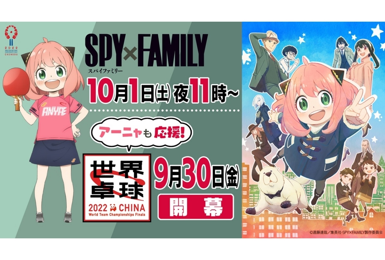  『SPY×FAMILY』と「世界卓球」コラボビジュアル&動画が公開