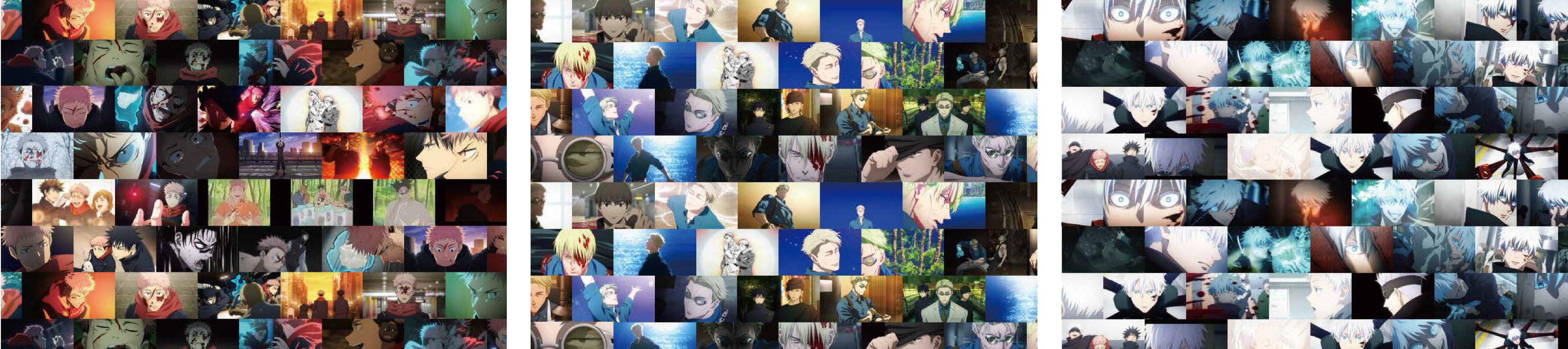 ▲限定裏地。左から虎杖悠仁ver、七海建人ver、五条悟ver