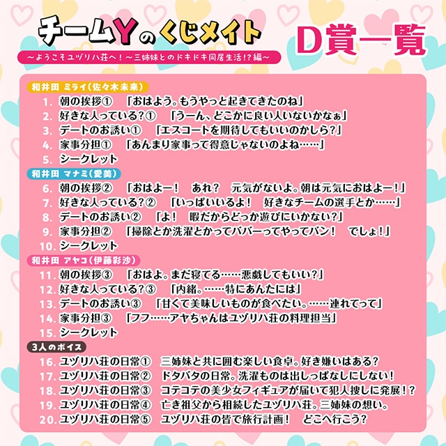 A賞はメンバーとのオンラインお茶会!!　「チームYのくじメイト～ようこそユヅリハ荘へ！～三姉妹とのドキドキ同居生活！？編～」が、アニメイト通販に登場！-10