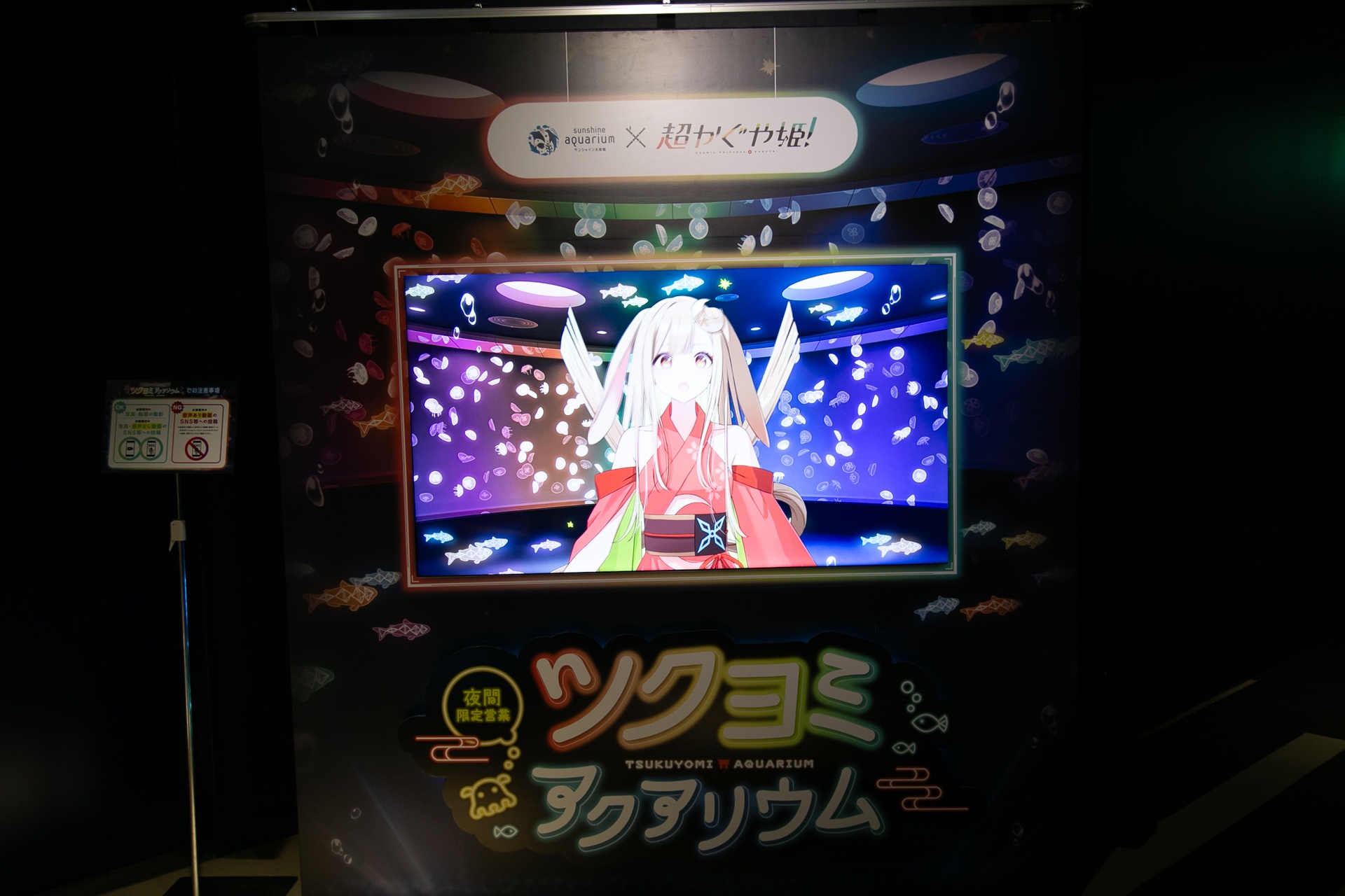 仮想空間〈ツクヨミ〉が夜の水族館に出現！　『超かぐや姫！』の世界観を体感できるサンシャイン水族館コラボの模様をレポート-3