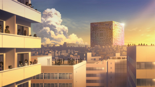 TVアニメ『正解するカド』第1話より場面カット到着！羽田国際空港上空に突如現れた謎の巨大立方体――