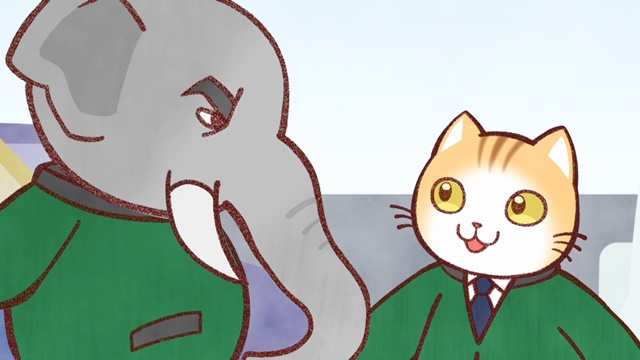 TVアニメ『働くお兄さん！』の第4話場面カット＆あらすじが到着！　ゾウ林先輩の熱い指導のもと業務を取り回すタピオとクエ彦の姿が描かれるの画像-1