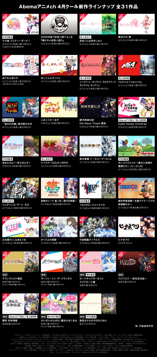 「Abemaアニメチャンネル」 4月1日より新オープン！　WEB最速タイトルのラインナップ初解禁！-2